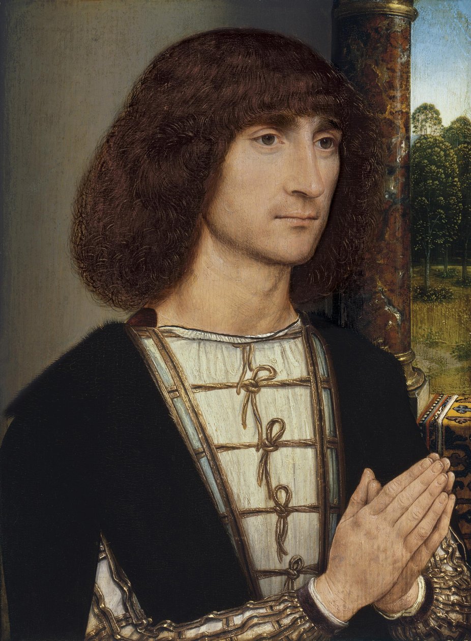 Retrato de um jovem orando, ca 1485 de Hans Memling
