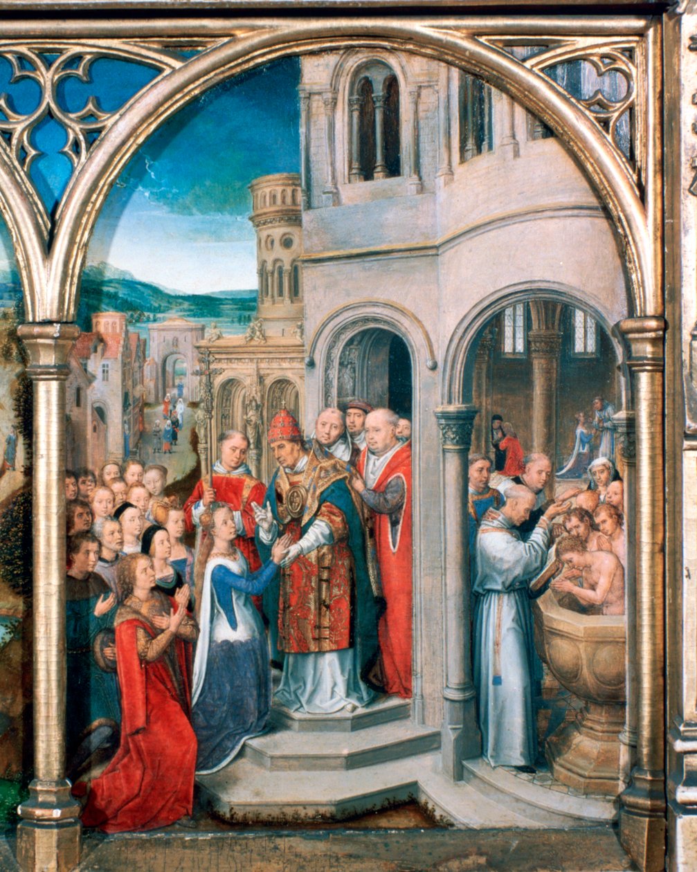 Santuário de Santa Úrsula, chegada em Roma, 1489 de Hans Memling