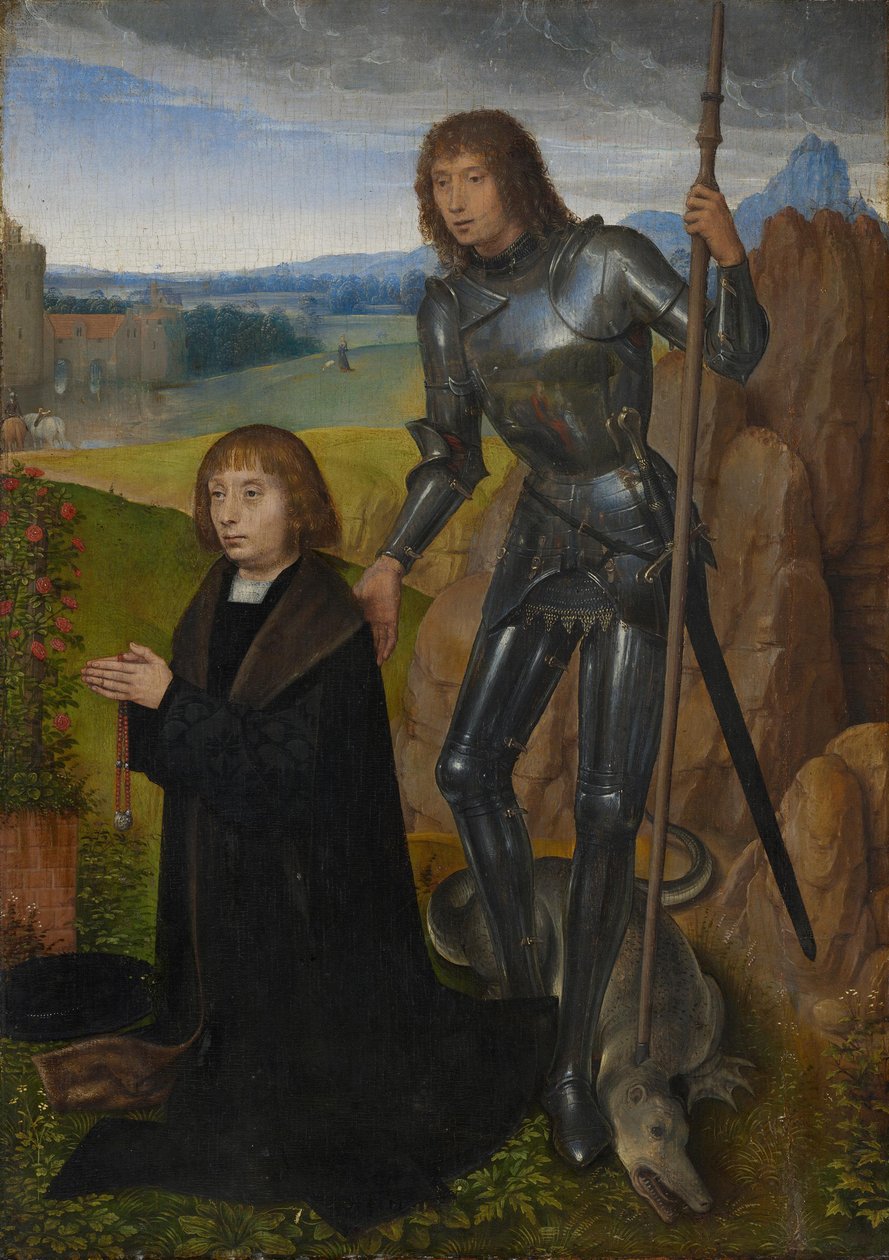 Painel de um díptico: São Jorge com o doador
(Lado exterior separado; ver n.º de inventário 1401) de Hans Memling