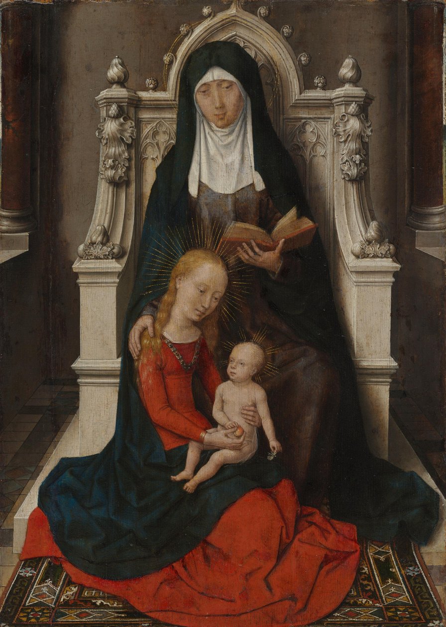 Painel de um díptico: Santa Ana com o Menino e a Santa Ana com o Menino e a Mãe (Lado exterior separado do n.º de inventário 5) de Hans Memling