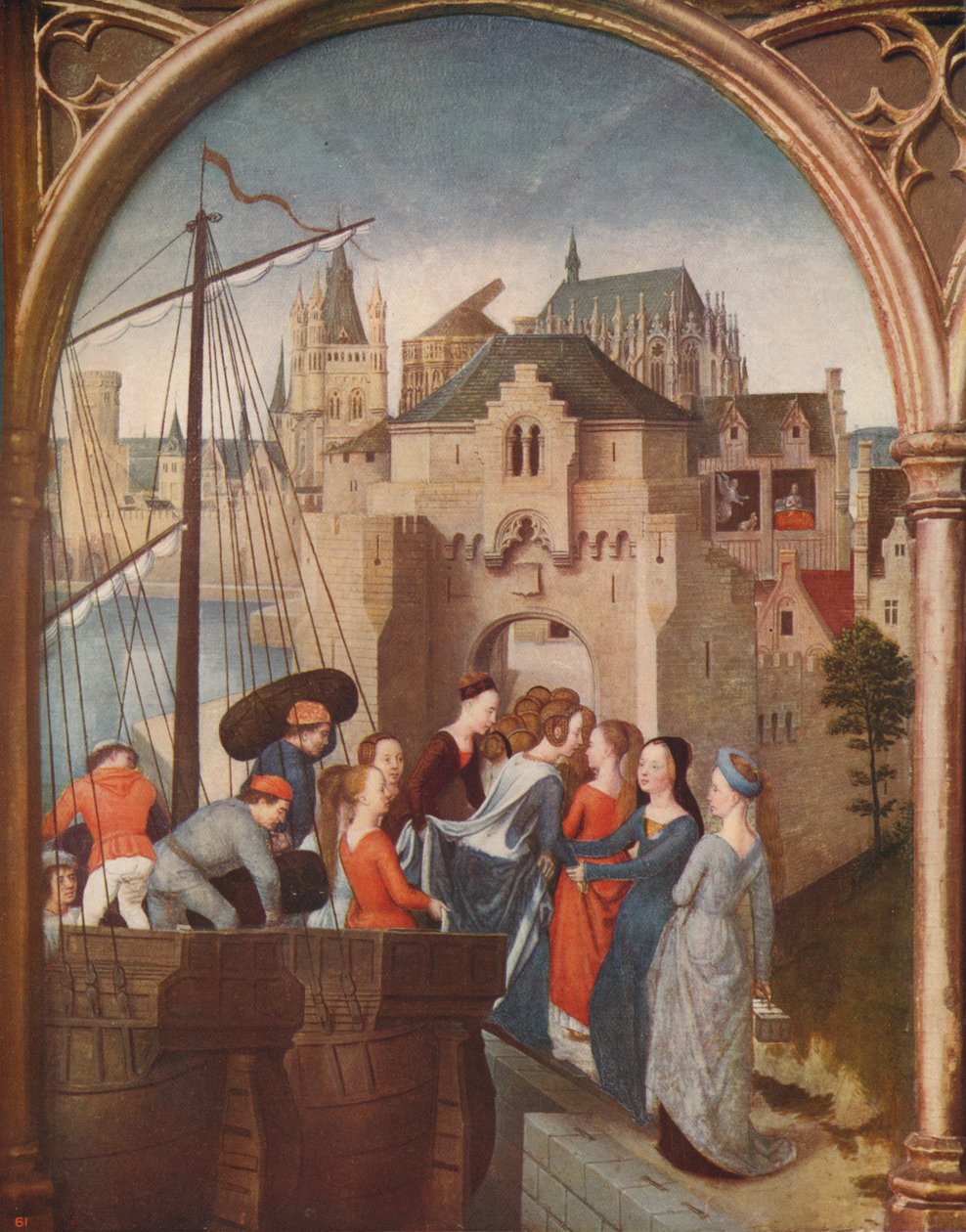 A chegada de Santa Úrsula em Colônia, 1489, c1915 de Hans Memling