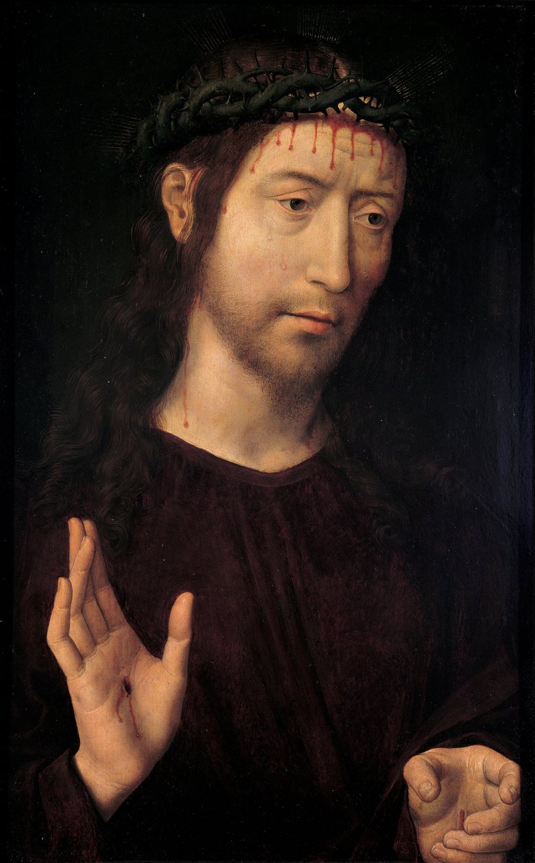 Bênção do homem das dores, 1480-1490 de Hans Memling