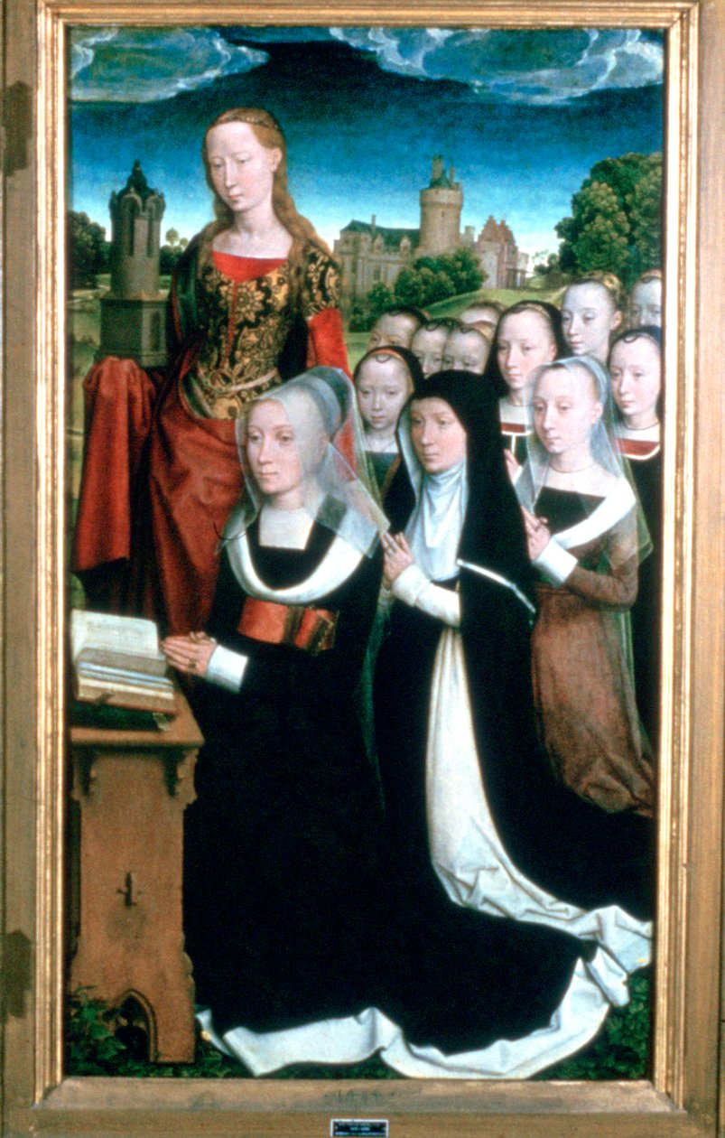 Tríptico da Família Moreel, Detalhe, 1484 de Hans Memling