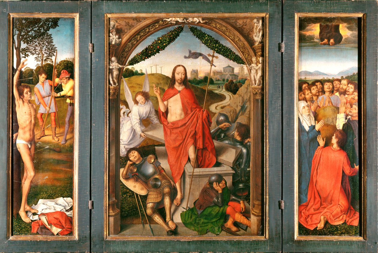 Tríptico da Ressurreição ... de Hans Memling