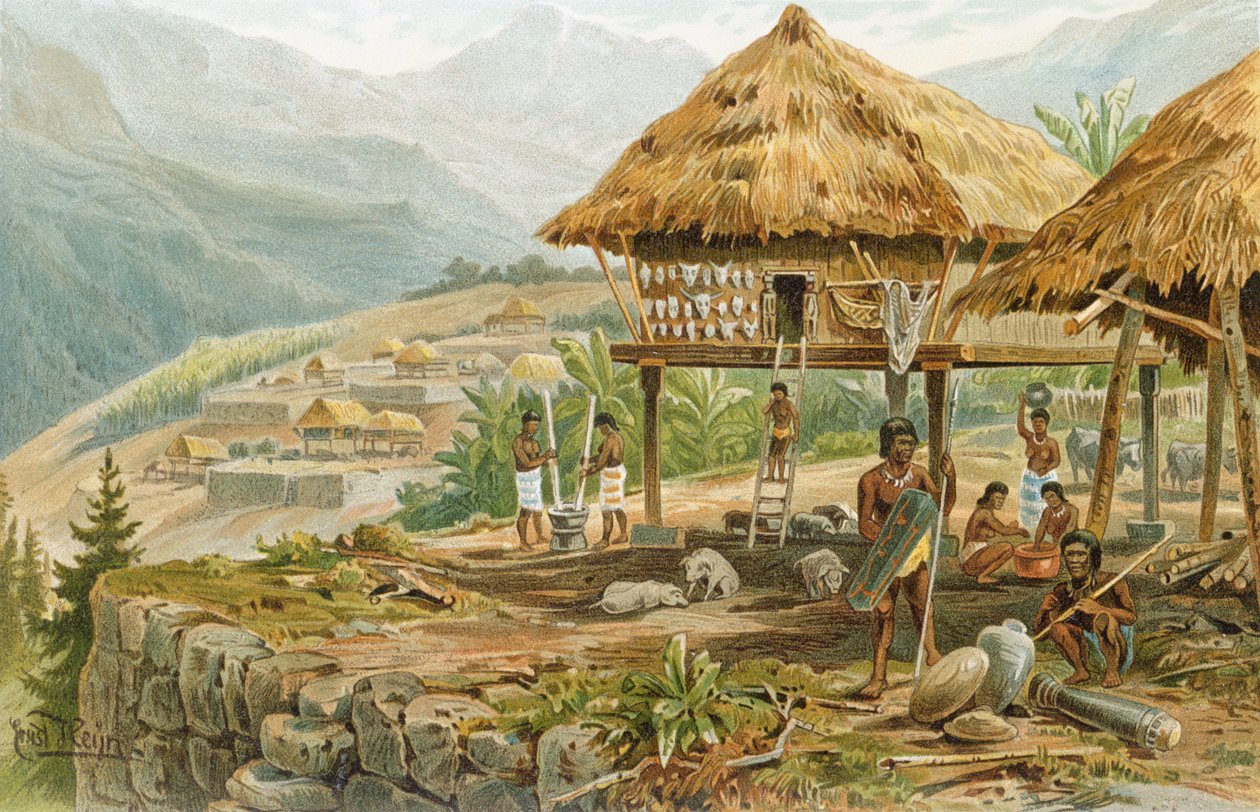 Fazenda Igorrote em Luzon, Filipinas, de &39;The History of Mankind&39;, Vol. 1, do Prof. Friedrich Ratzel, 1896 de Hans Meyer