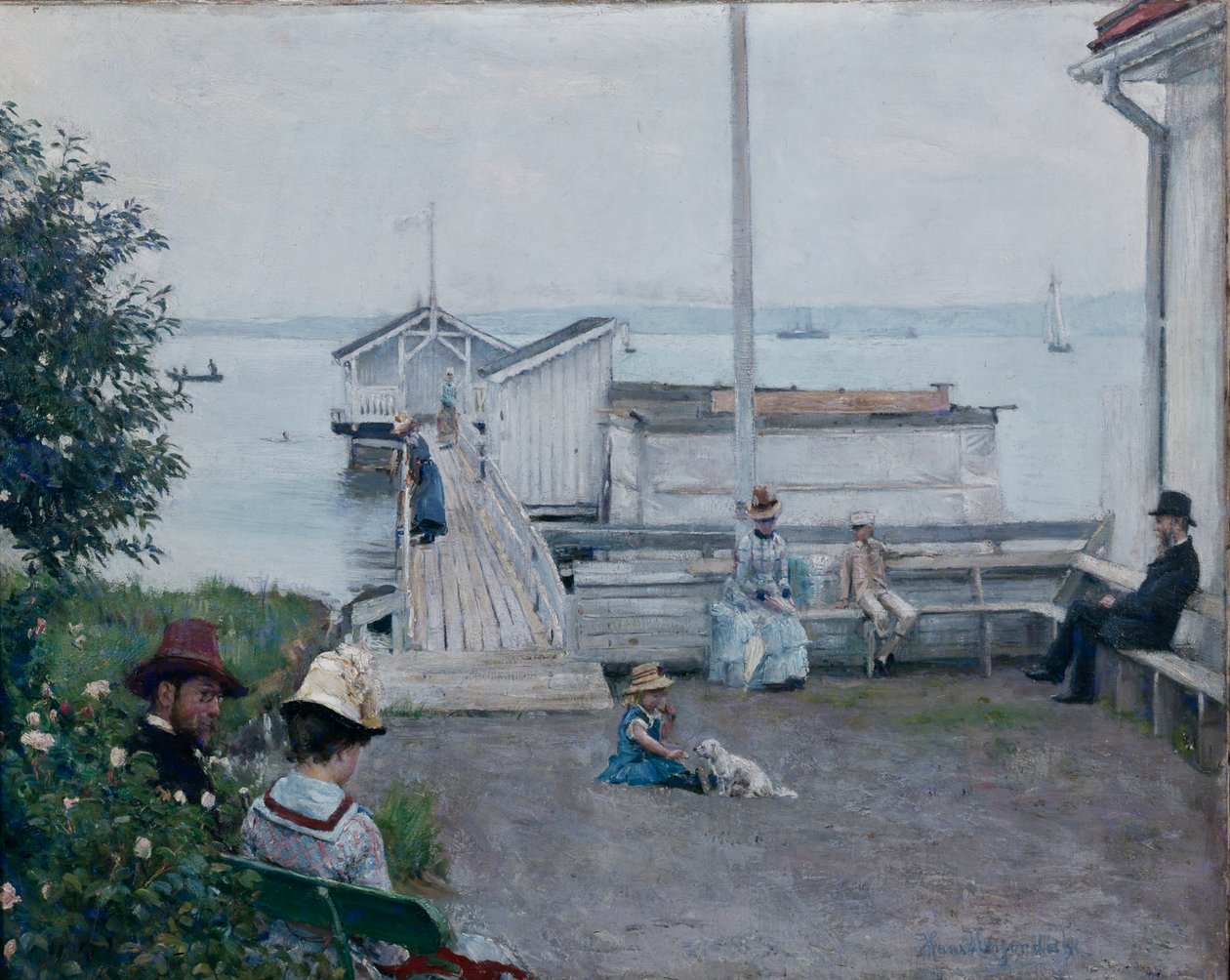 A Casa de Banho em Asgardstrand (óleo sobre tela) de Hans Olaf Heyerdahl