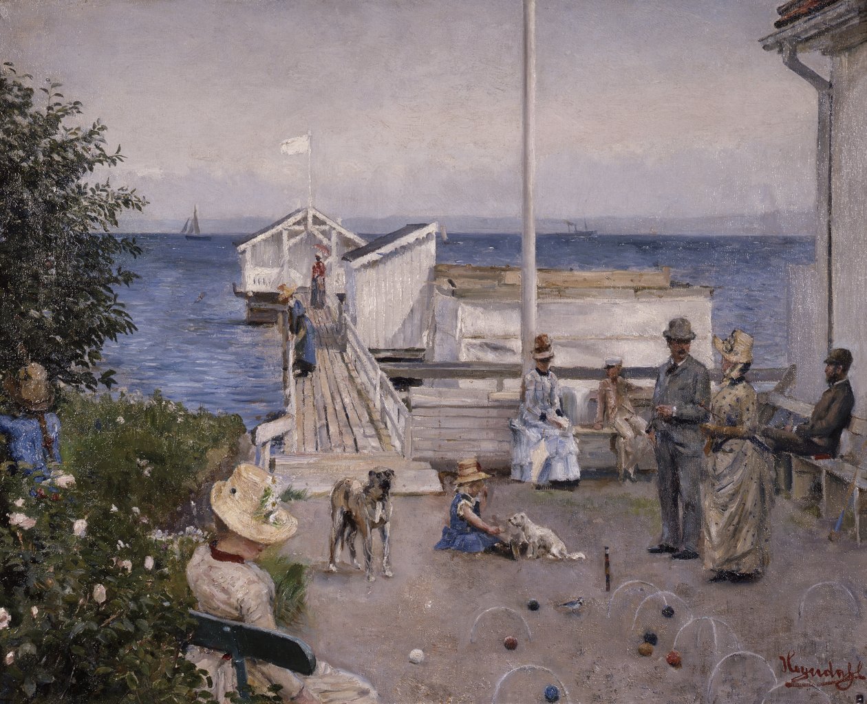 O cais em Åsgårdstrand (óleo sobre tela) de Hans Olaf Heyerdahl