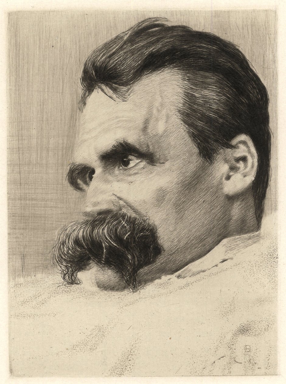 Retrato de Friedrich Nietzsche (1844 - 1900), philosophe allemand - par Hans (Johannes) Olde (1855-1917) de Hans Olde
