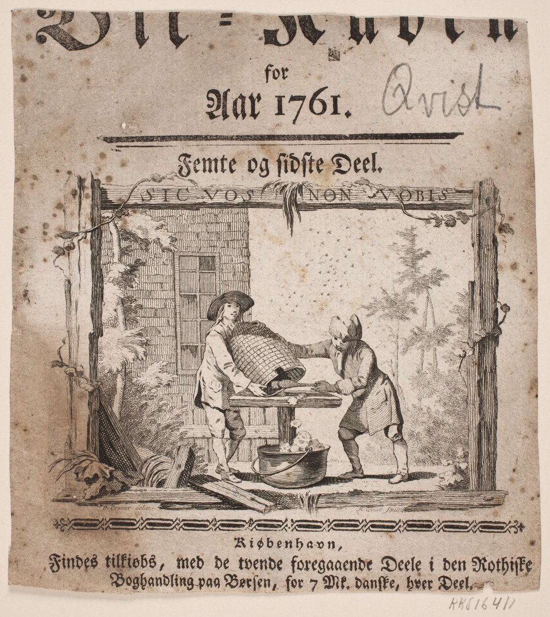 A vinheta do título para "Bii-Kuben para o ano de 1761", Parte V de Hans Quist