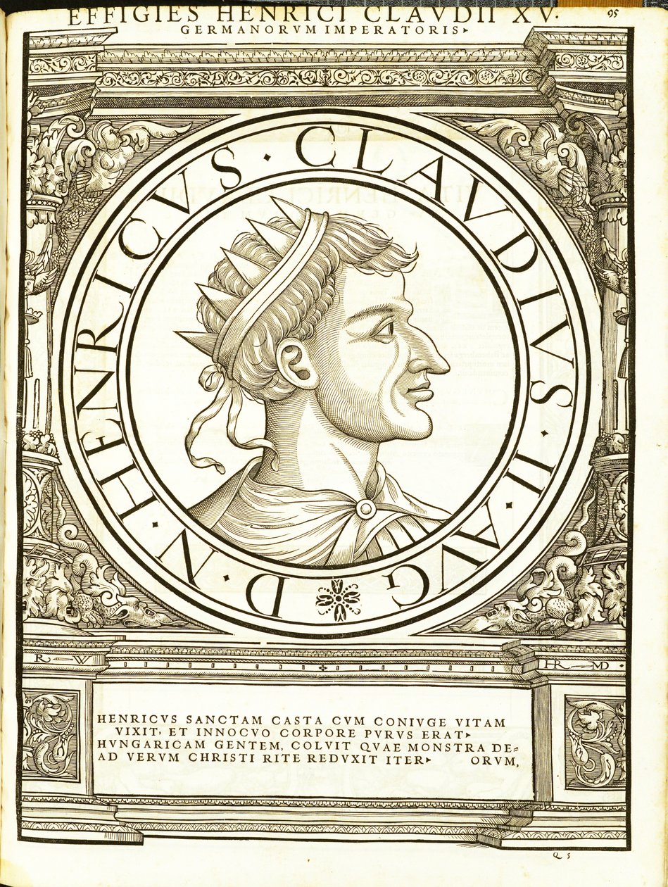 Henry 2 cortes, dos imperadores romanos de leste e oeste mais verdadeiras imagens de moedas antigas, gravura por Rudolph Wyssenbach, impressos por Andreas Gessner Z de Hans Rudolf Manuel Deutsch