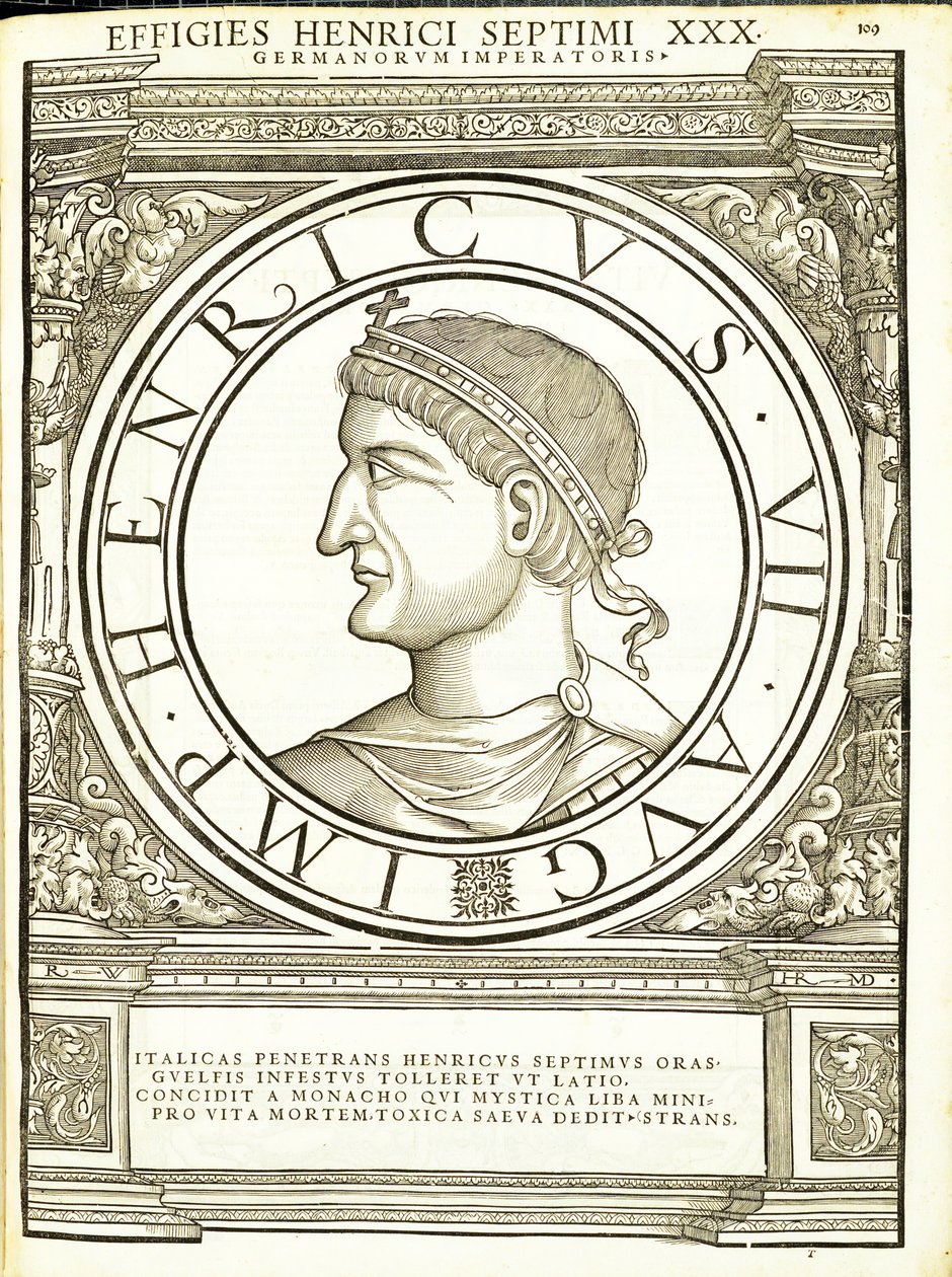 Henry, 7, a partir do general comandante das Roman Leste e Oeste mais verdadeiras imagens de moedas antigas, gravura por Rudolph Wyssenbach, impressa por Andreas Gessner, Zurique de Hans Rudolf Manuel Deutsch