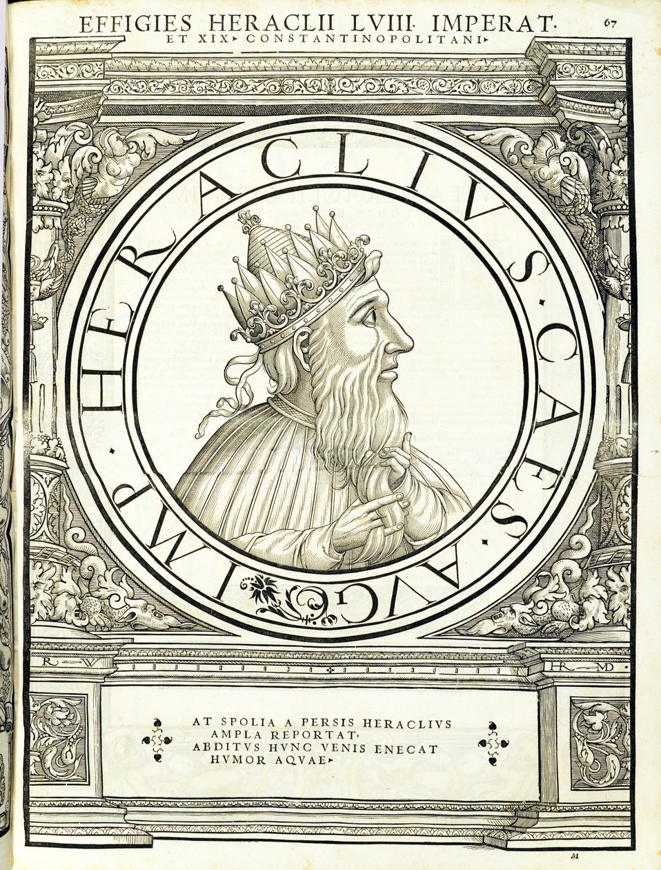 Ileraclius, do comandante geral dos Roman Leste e Oeste mais verdadeiras imagens de moedas antigas, gravura por Rudolph Wyssenbach, impressa por Andreas Gessner, Zurique, 1 de Hans Rudolf Manuel Deutsch