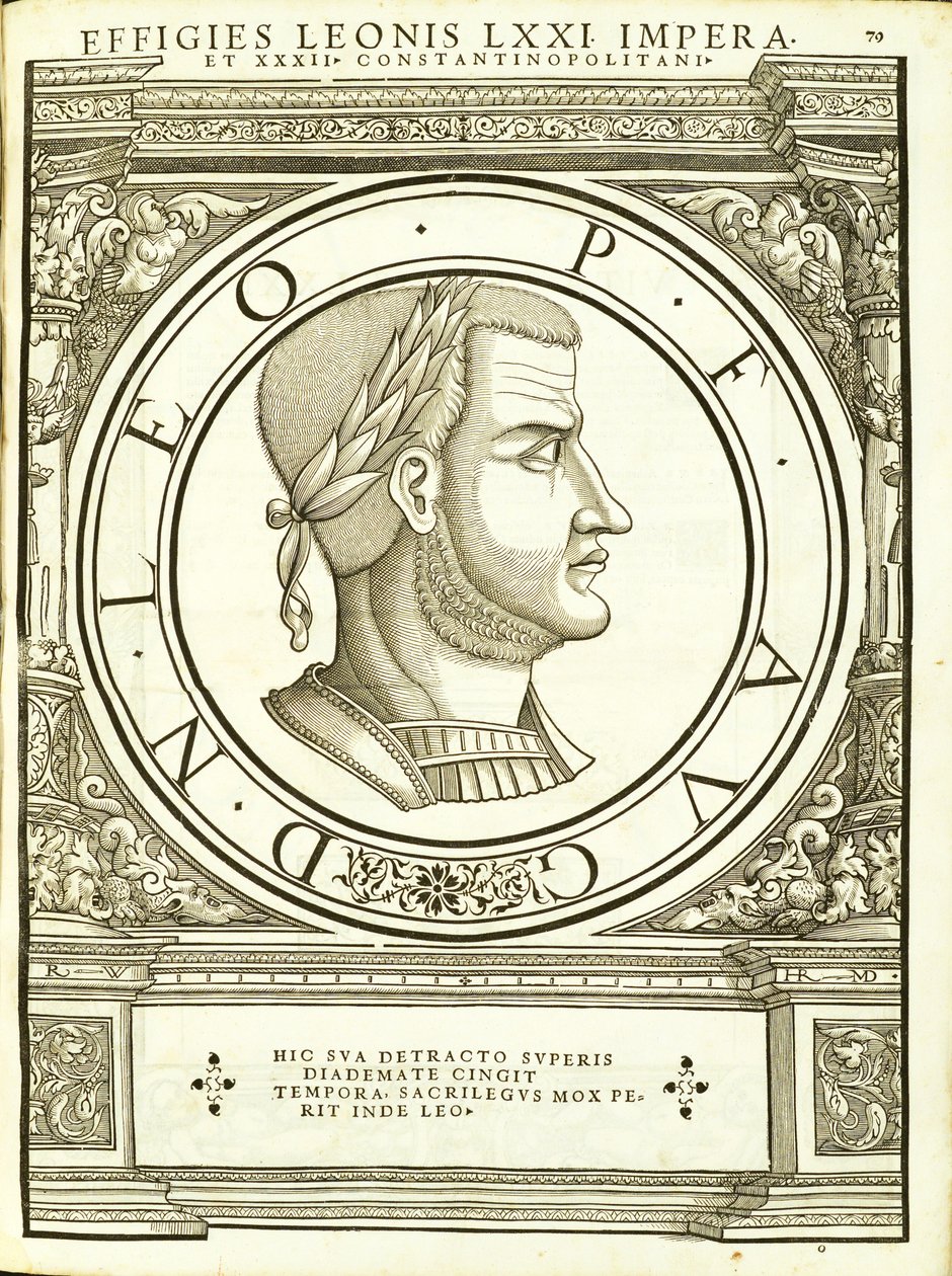 4 leão, do comandante geral dos Roman Leste e Oeste mais verdadeiras imagens de moedas antigas, gravura por Rudolph Wyssenbach, impressa por Andreas Gessner, Zurique, 1559 de Hans Rudolf Manuel Deutsch