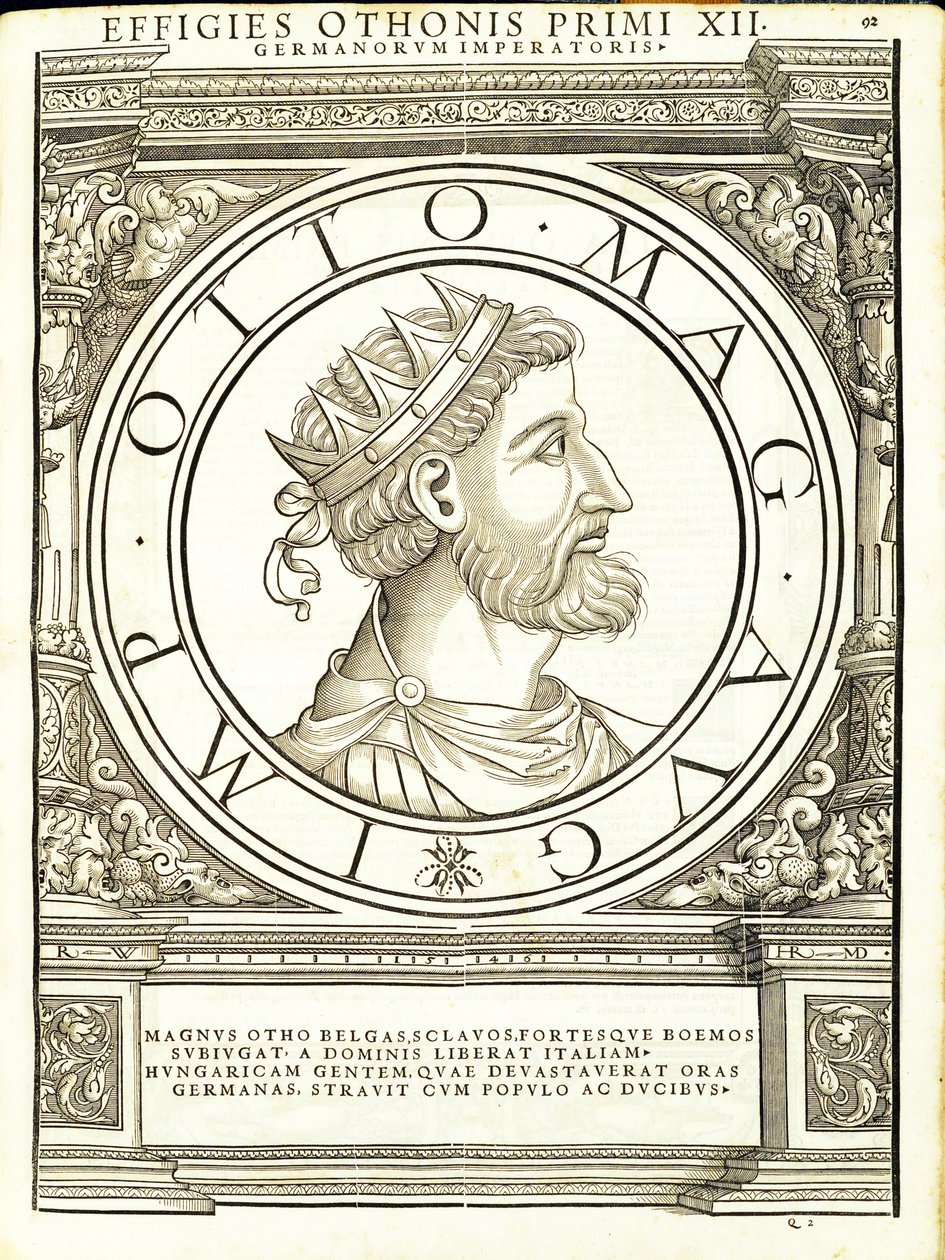 Otto 1 é grande, desde o general comandante das Roman Leste e Oeste mais verdadeiras imagens de moedas antigas, gravura por Rudolph Wyssenbach, impressa por Andreas Hamberger, Zurique de Hans Rudolf Manuel Deutsch