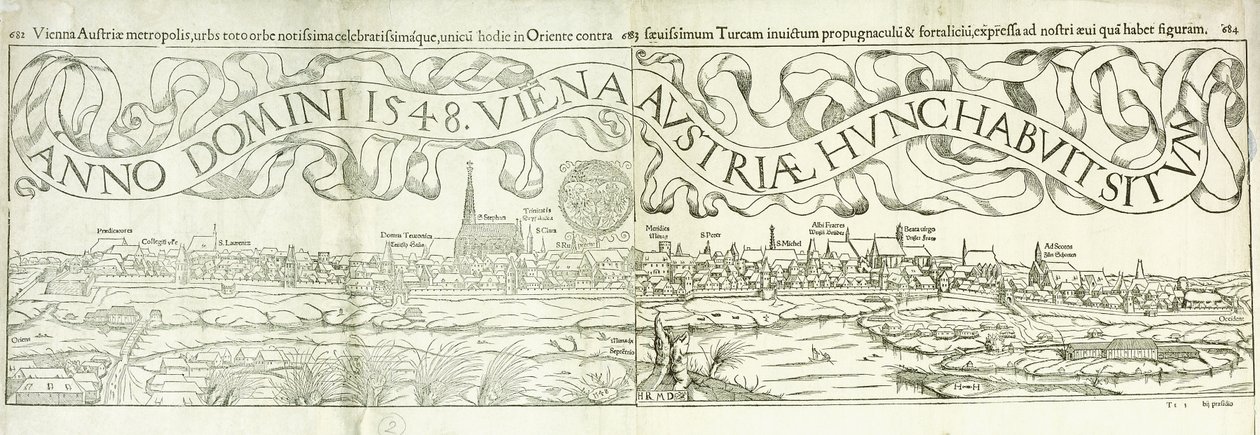 Vista da cidade de Viena em 1548, 1550 de Hans Rudolf Manuel Deutsch