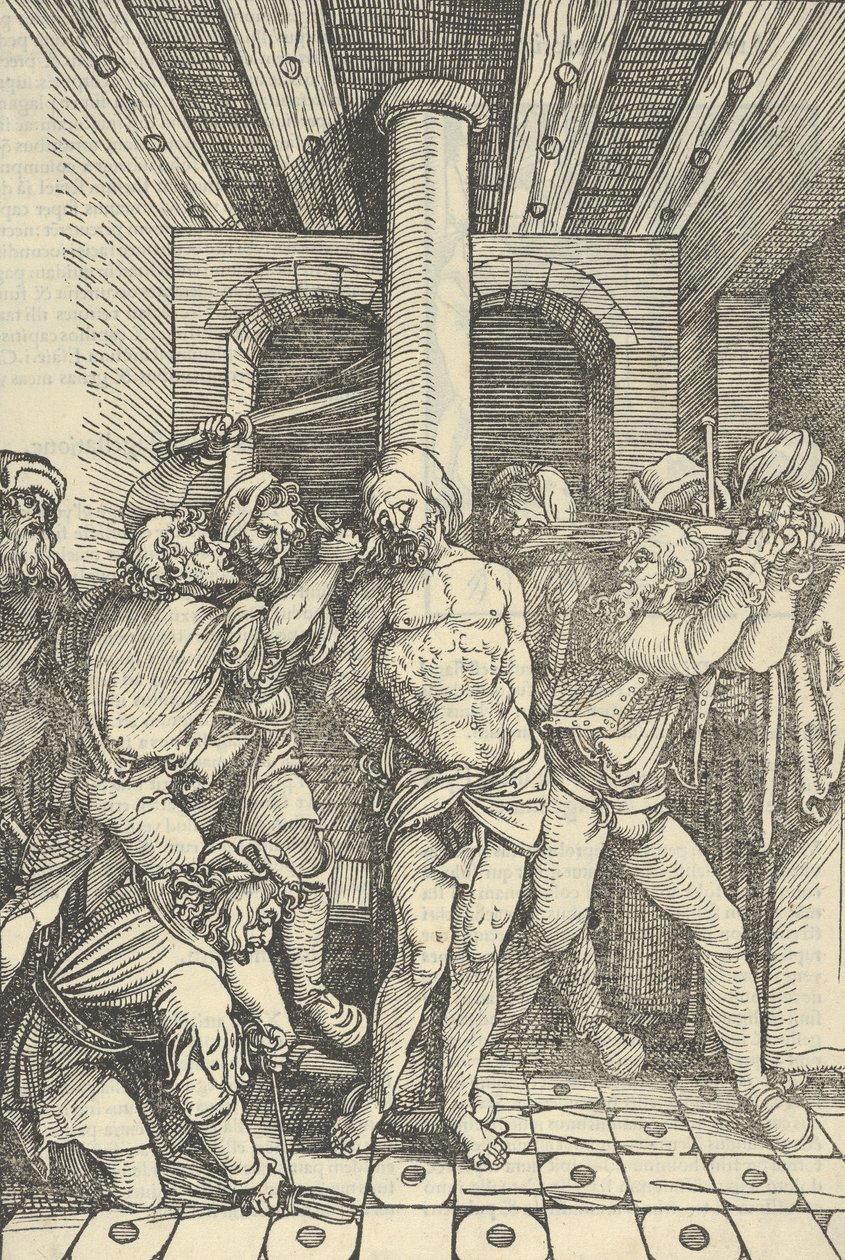 Cristo Flagelado, do Espelho da Paixão de Nosso Senhor Jesus Cristo, 1507 de Hans Schäufelein the Elder