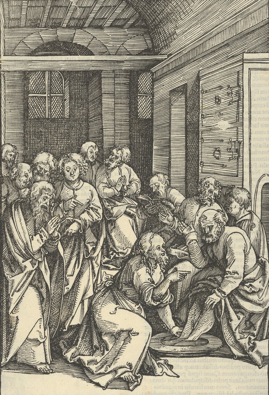 Cristo lavando os pés de São Pedro, do Espelho da Paixão de Nosso Senhor Jesus Cristo, 1507 de Hans Schäufelein the Elder