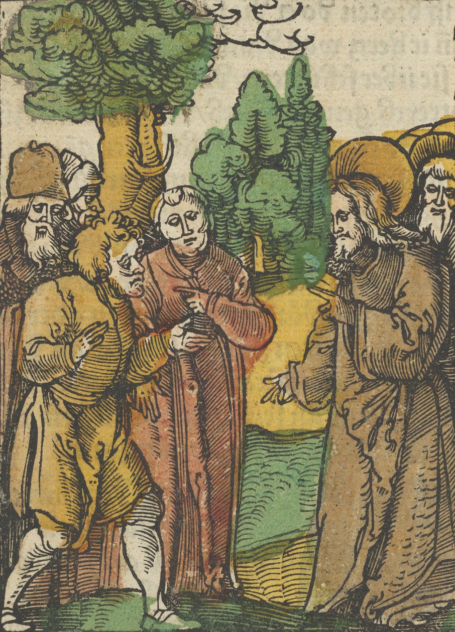 Cristo e os fariseus, de Das Plenarium, 1517. de Hans Schäufelein the Elder