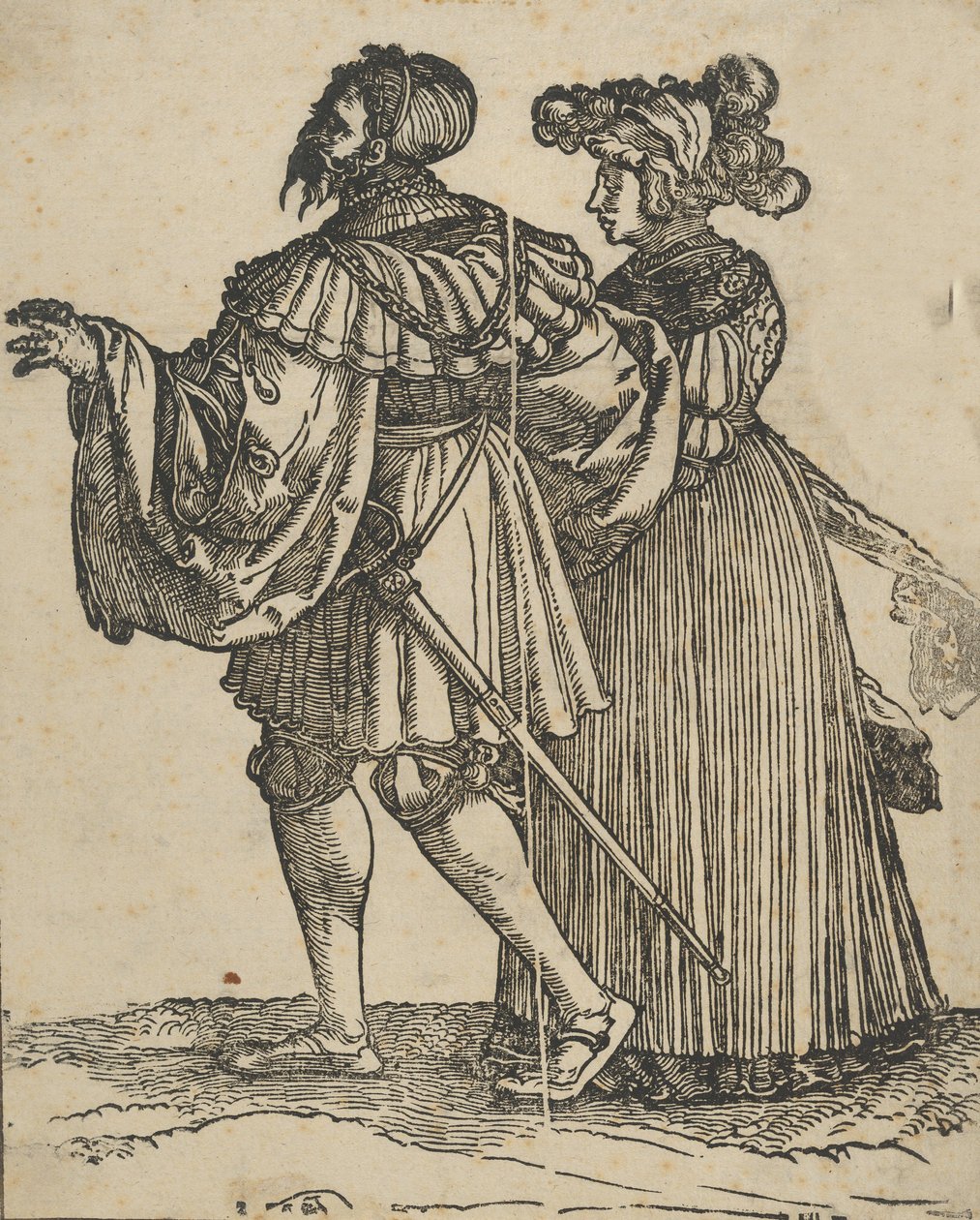 Casal Caminhando para a Esquerda VI, do re-ataque The Wedding Dancers. de Hans Schäufelein the Elder