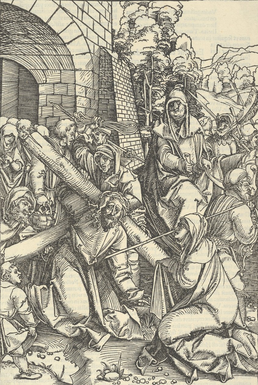O Carregamento da Cruz, do Espelho da Paixão de Nosso Senhor Jesus Cristo, 1507 de Hans Schäufelein the Elder