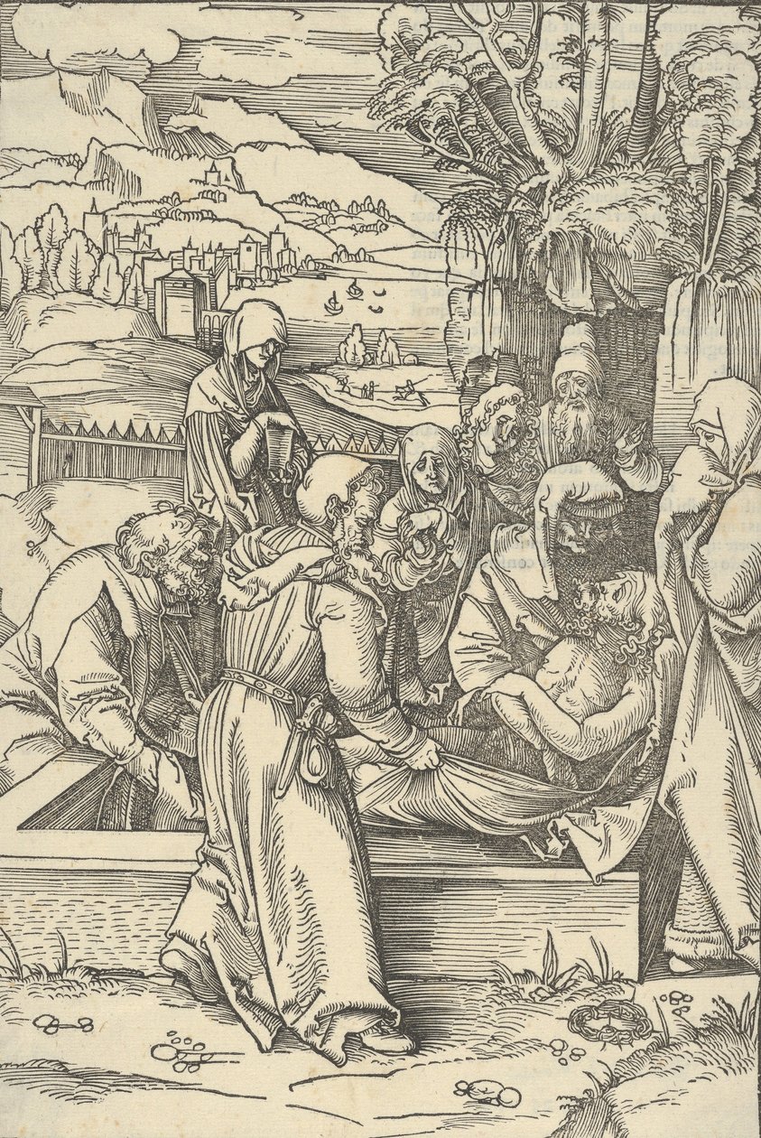 O Sepultamento, do Espelho da Paixão de Nosso Senhor Jesus Cristo, 1507 de Hans Schäufelein the Elder