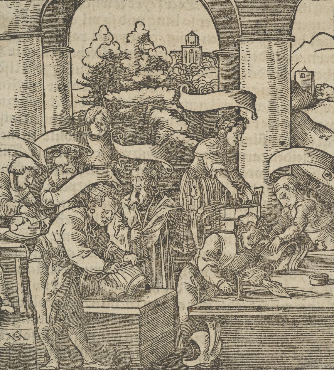 A Fabricação de Armaduras, de Hymmelwagen sobre quem vive bem..., 1517. de Hans Schäufelein the Elder