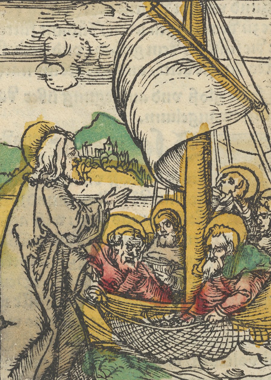 O Segundo Rascunho de Peixes de São Pedro, de Das Plenarium, 1517. de Hans Schäufelein the Elder