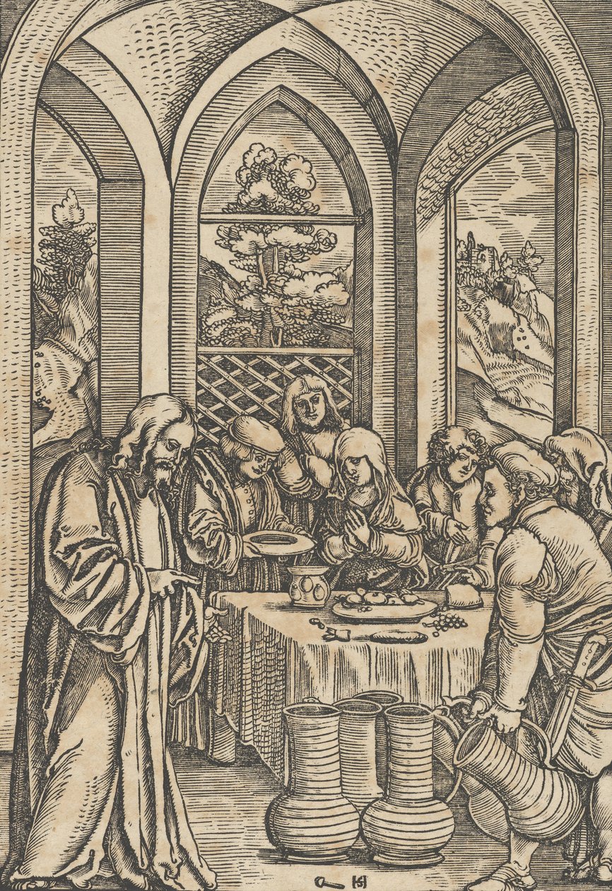 As Bodas de Caná, de A Vida de Cristo, c. 1511-12. de Hans Schäufelein the Elder