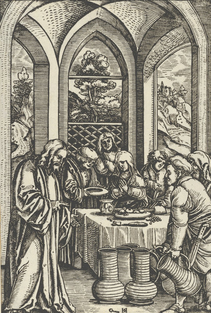 As Bodas de Caná, de A Vida de Cristo, c. 1511-12. de Hans Schäufelein the Elder