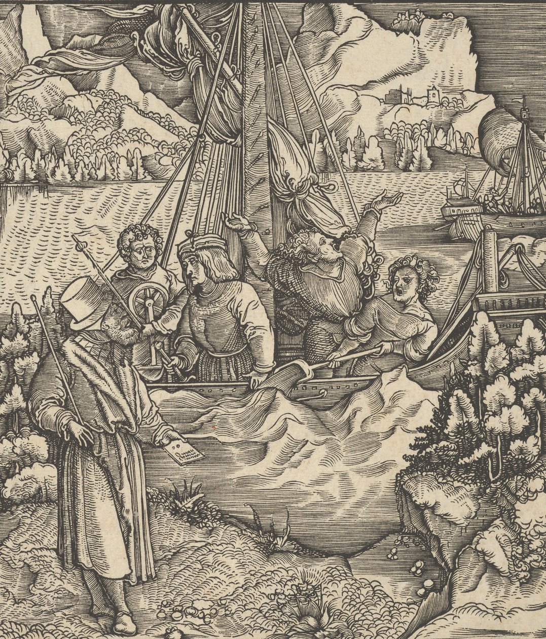 Unfalo Colocando em Perigo o Navio de Theuerdanck, de Theuerdanck, 1517. de Hans Schäufelein the Elder