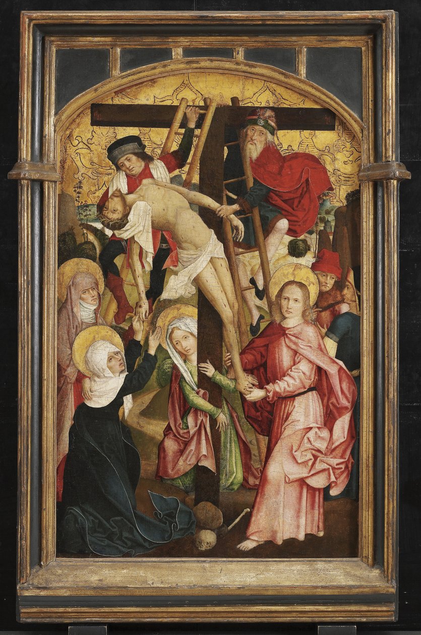 Descida da Cruz, 1490s (óleo sobre painel de madeira) de Hans Schüchlin