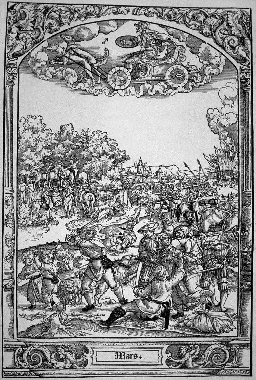 Marte (gravura em madeira) de Hans Sebald (School of) Beham