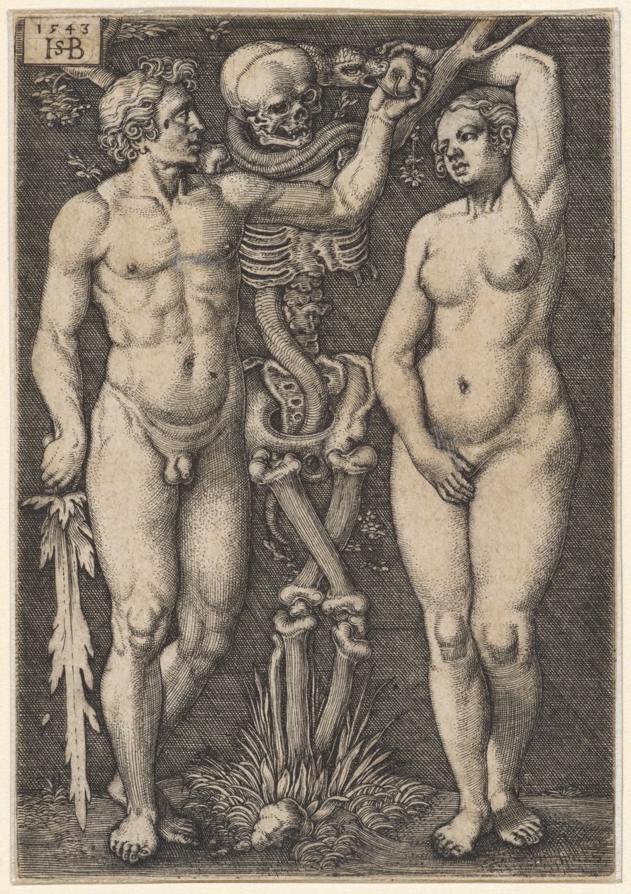 Adão e Eva, 1543 de Hans Sebald Beham