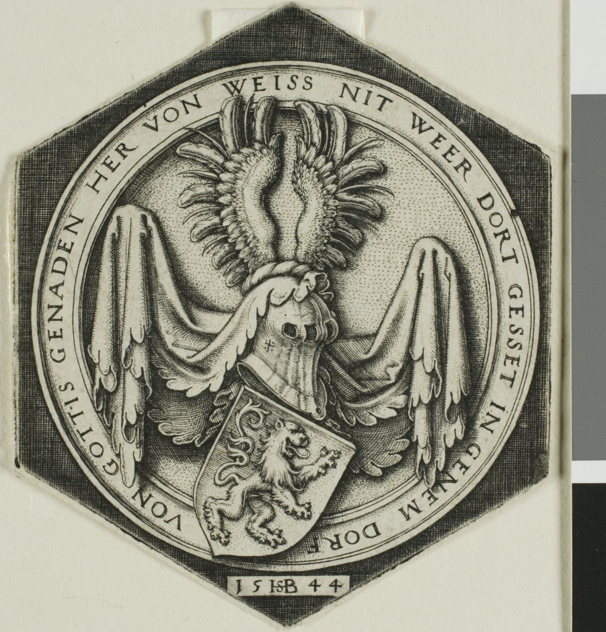 Brasão de armas com um leão desenfreado de Hans Sebald Beham