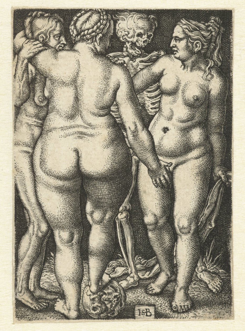 Morte e três mulheres nuas em pé de Hans Sebald Beham
