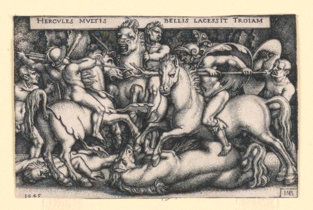 Hércules lutando contra os troianos de Hans Sebald Beham