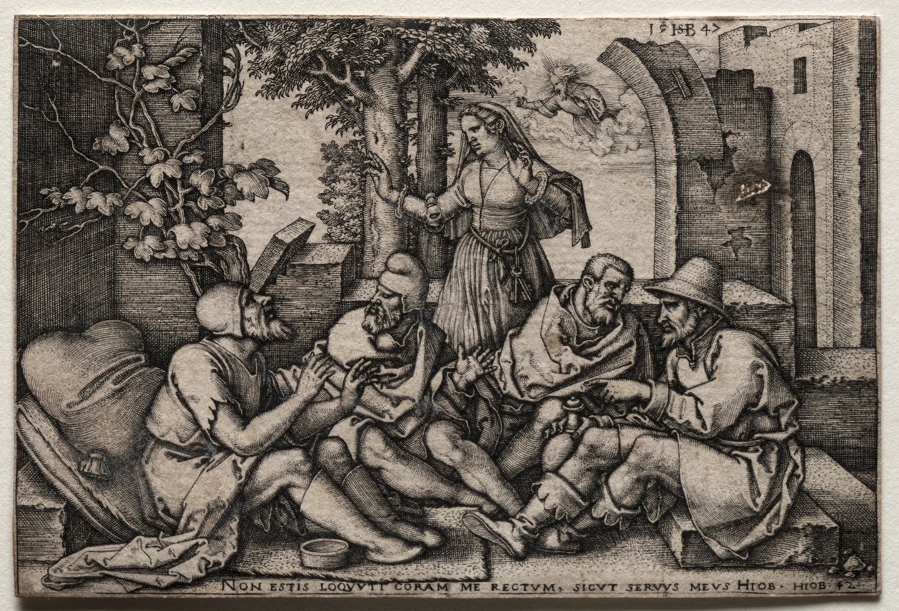 Jó e seus amigos de Hans Sebald Beham