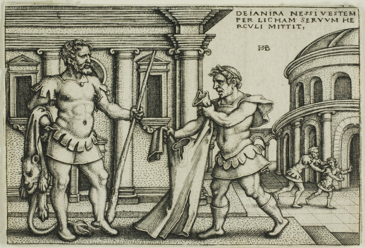 Lichas Trazendo o traje de Nessus para Hércules, de Os Trabalhos de Hércules de Hans Sebald Beham