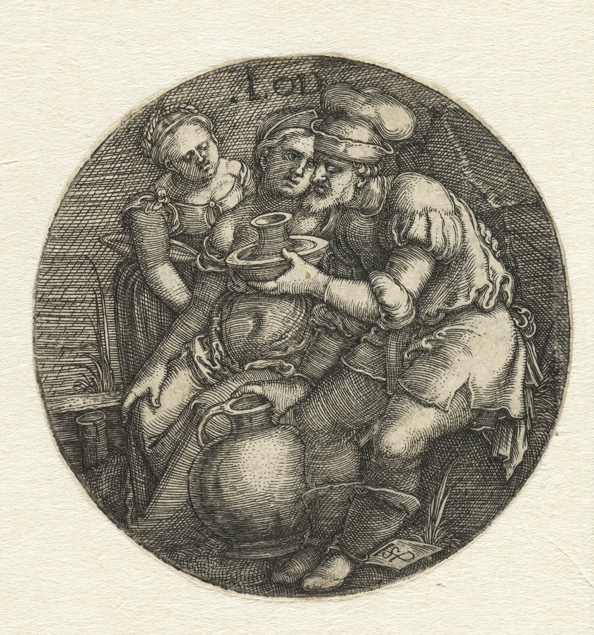 Lot e as suas filhas de Hans Sebald Beham