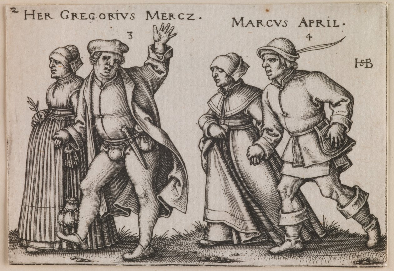 "março e abril" da série "A Festa dos Camponeses ou Os Doze Meses" de Hans Sebald Beham