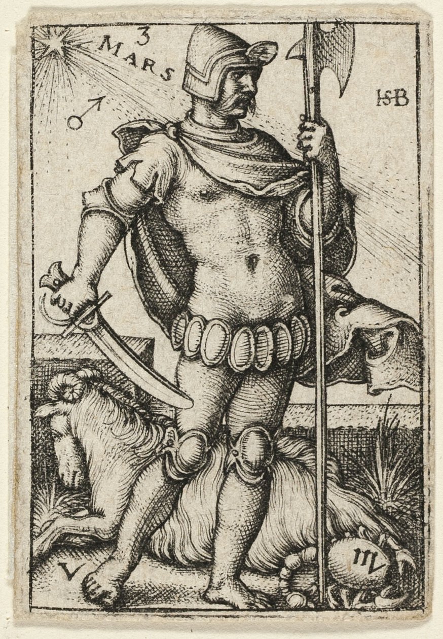 Marte, placa três de Os Sete Planetas com os Zodíacos de Hans Sebald Beham