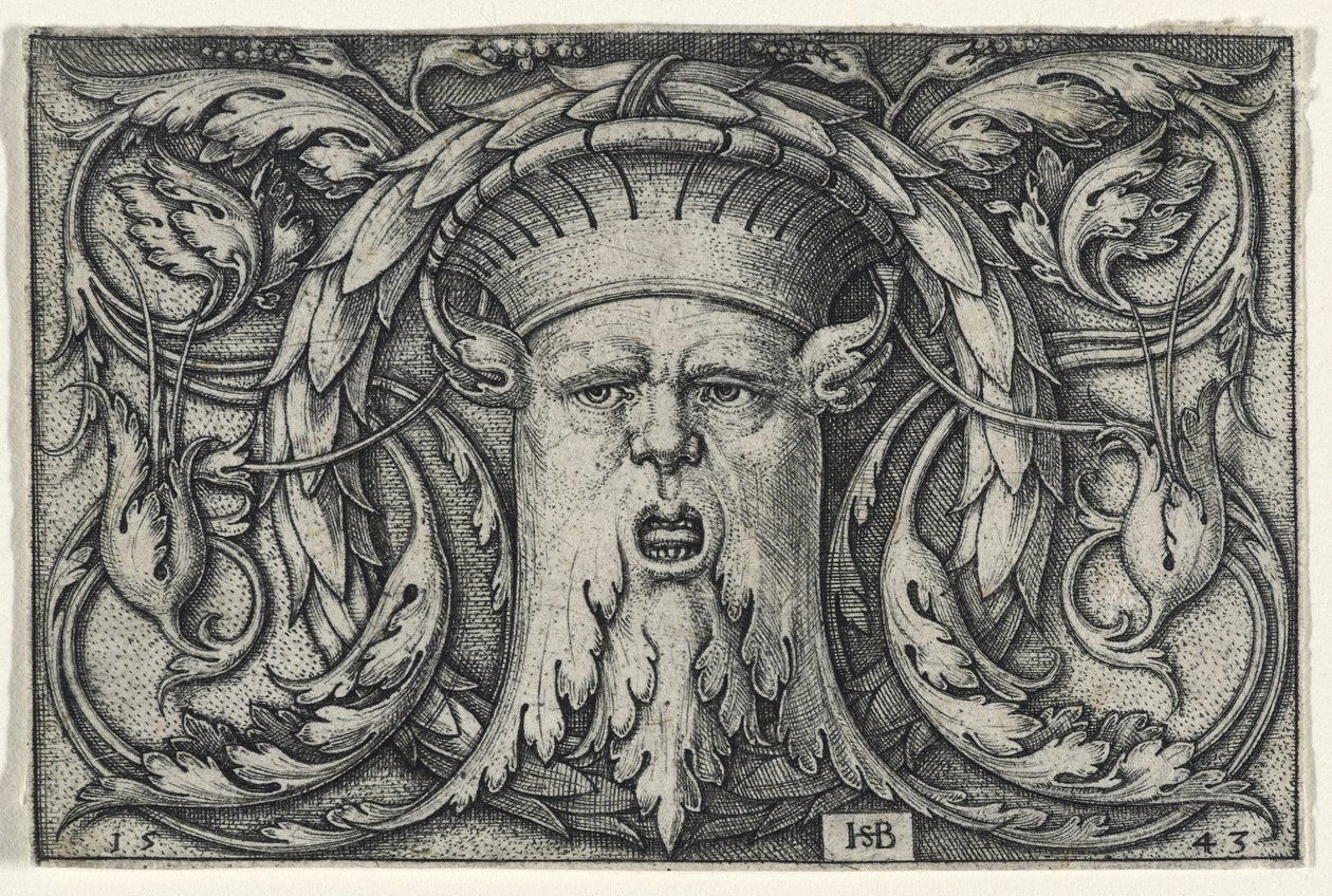 Mascaron, 1543 (gravura em papel) de Hans Sebald Beham