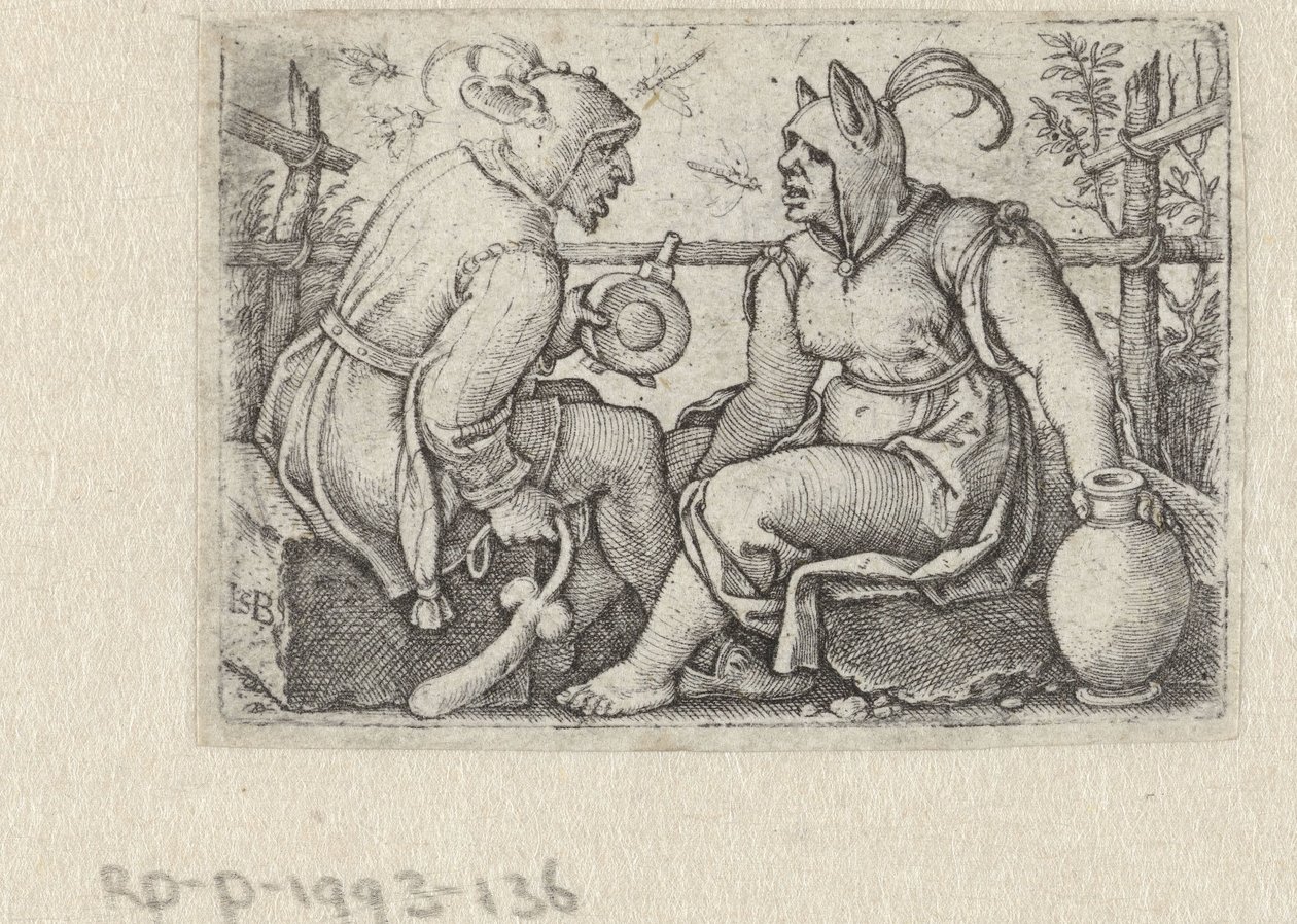 jesuíta com falo e bobo fêmea de Hans Sebald Beham