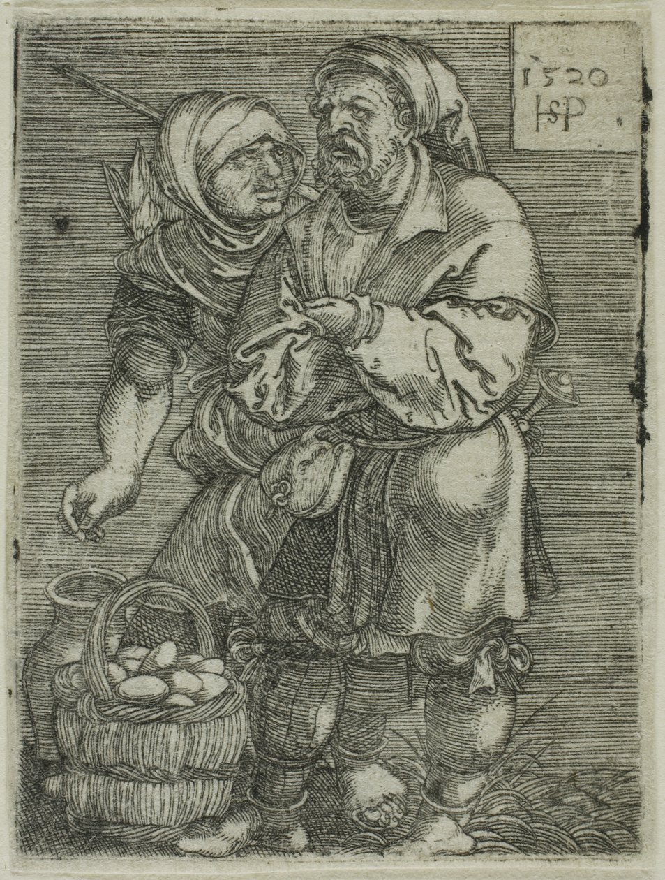 Casal camponês vendendo ovos de Hans Sebald Beham