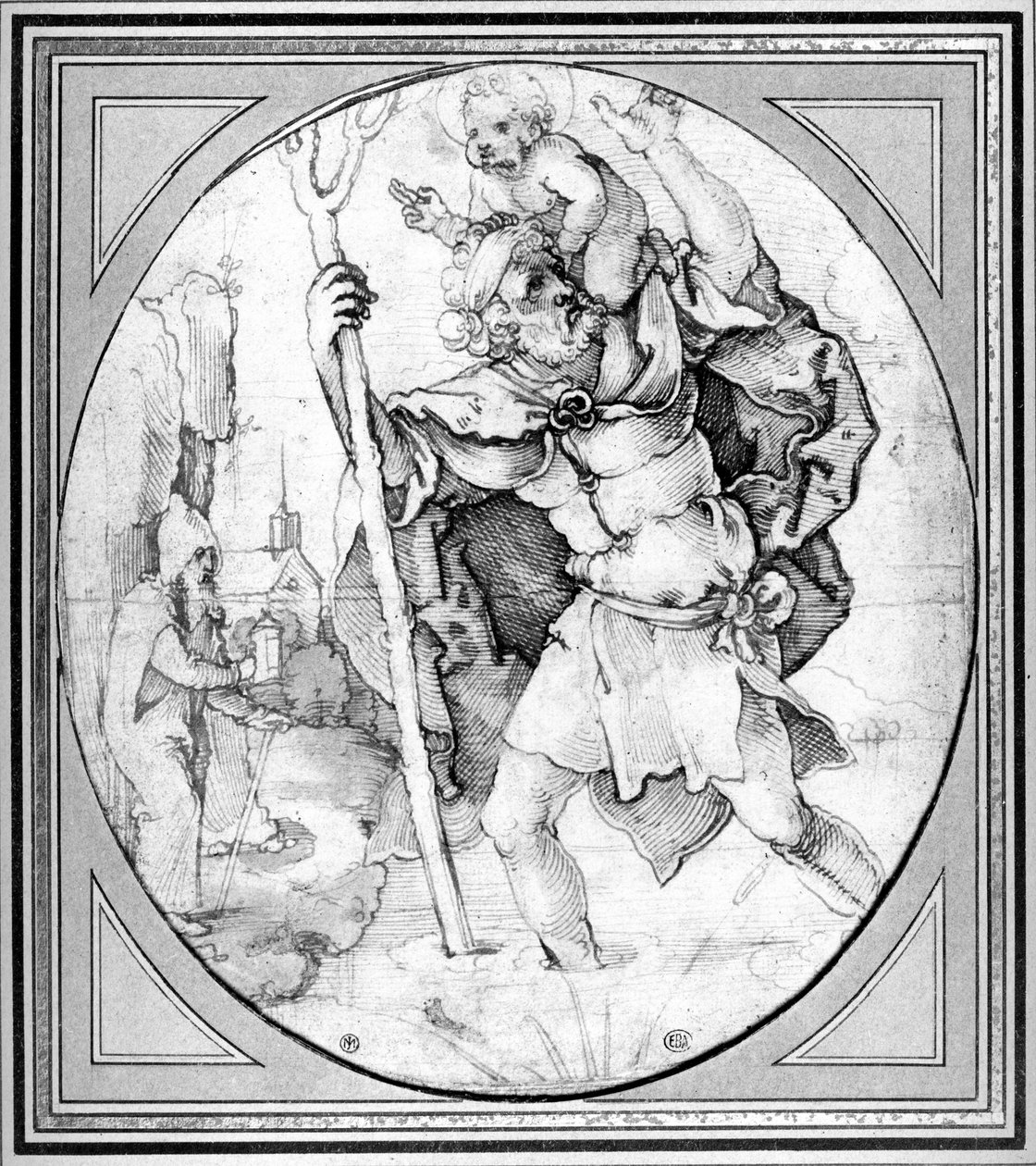 São Cristóvão (caneta e tinta sobre papel) de Hans Sebald Beham