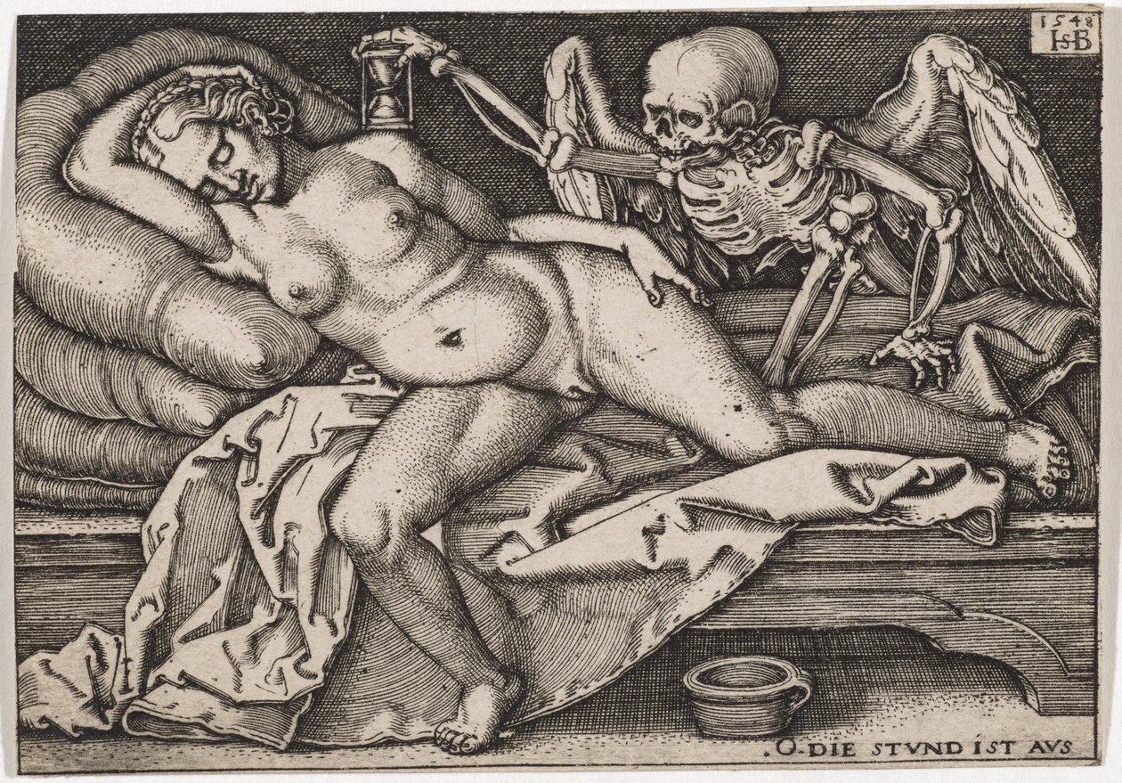 Menina dormindo e morte, 1548 de Hans Sebald Beham