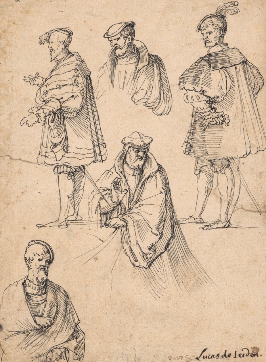 Folha de estudos com figuras de Hans Sebald Beham