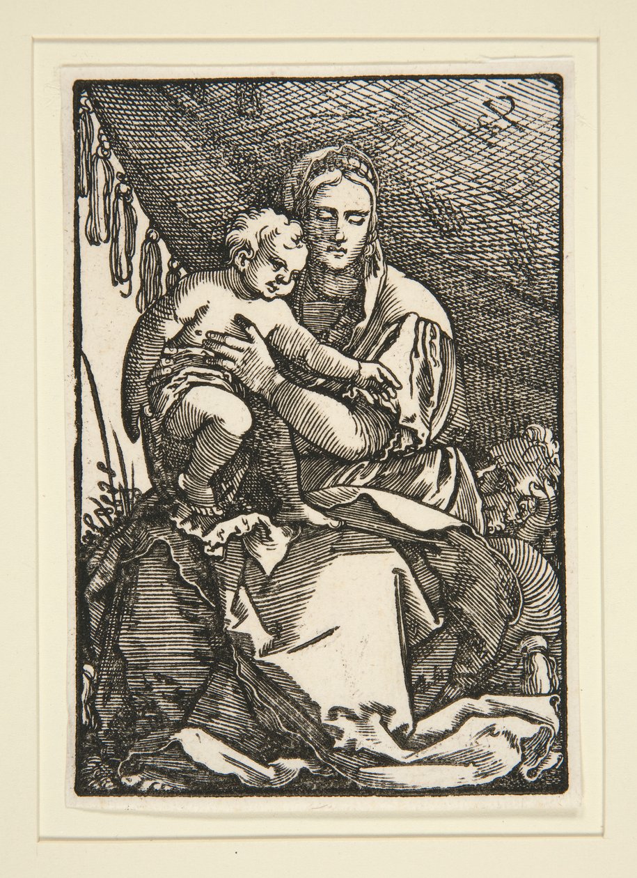 A Sagrada Família debaixo do dossel de Hans Sebald Beham