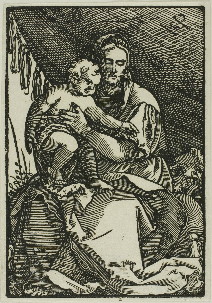 A Sagrada Família sob o dossel de Hans Sebald Beham