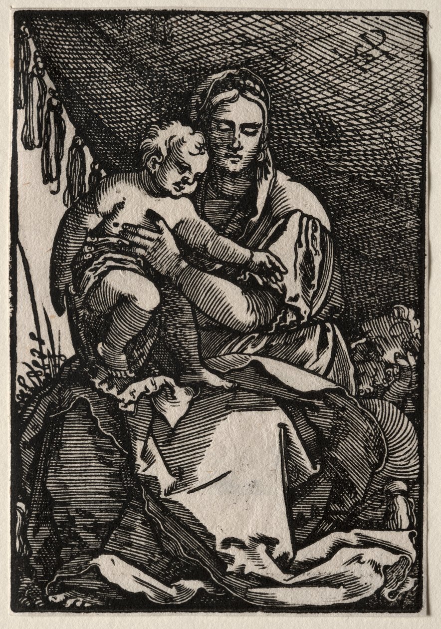 A Sagrada Família sob uma tenda de Hans Sebald Beham